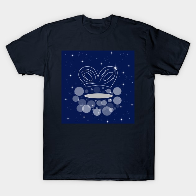 mask, carnival, holiday, mystery, secret, illustration, night, modern, technology, light, shine, glitter, stars, space, galaxy, cosmos T-Shirt by grafinya